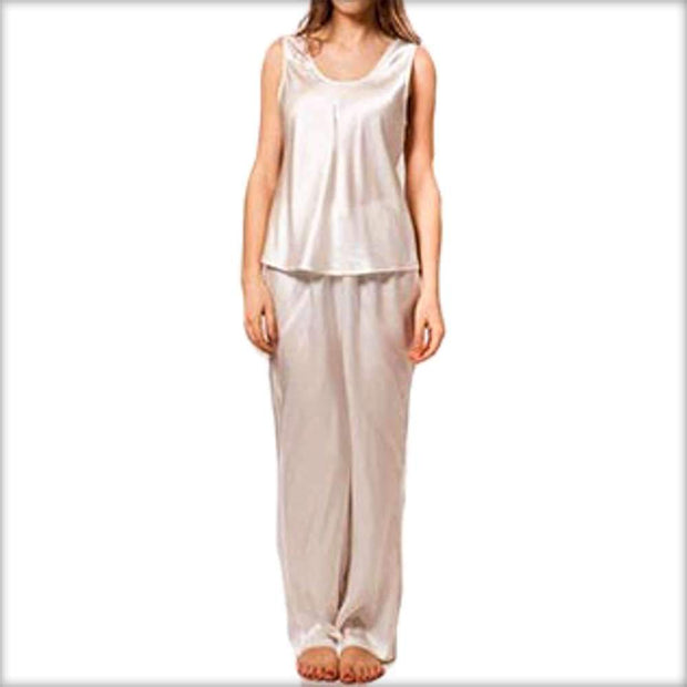 Off White Satin Sleeveless Night Dress Online Shopping in