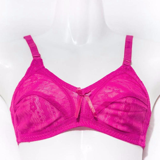 Net Non Padded Bra - Hot Pink - See Through Bra - Bras - diKHAWA Online Shopping in Pakistan