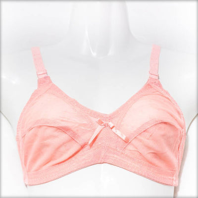 Net Non Padded Bra - Peach - See Through Bra - Bras - diKHAWA Online Shopping in Pakistan