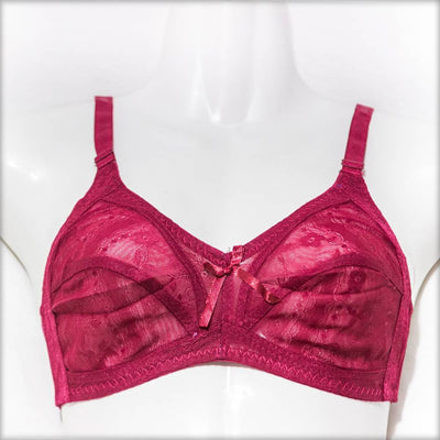 Net Non Padded Bra - Maroon - See Through Bra - Bras - diKHAWA Online Shopping in Pakistan