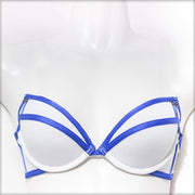 Stripes Bra - White & Blue - Removable Straps Bra - Bras - diKHAWA Online Shopping in Pakistan