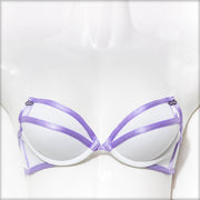 Stripes Bra - White & Purple - Removable Straps Bra - Bras - diKHAWA Online Shopping in Pakistan