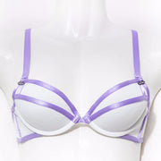 Stripes Bra - White & Purple - Removable Straps Bra - Bras - diKHAWA Online Shopping in Pakistan