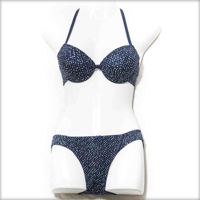 Blue Polka Dotted Bra Panty Set - Bra Panty Sets - diKHAWA Online Shopping in Pakistan