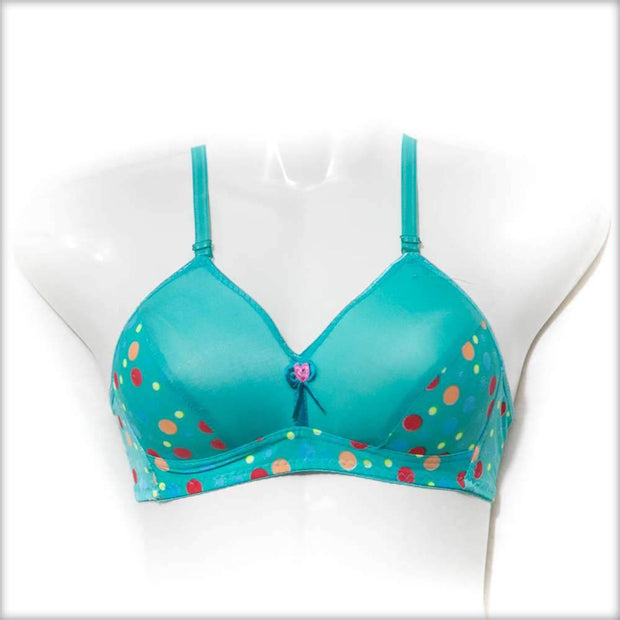 Fancy Multi Dotted Single Padded Bra - Ferozi - Bras - diKHAWA Online Shopping in Pakistan