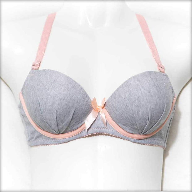 College Girl Pushup Bra Grey & Orange - Bras - diKHAWA Online Shopping in Pakistan