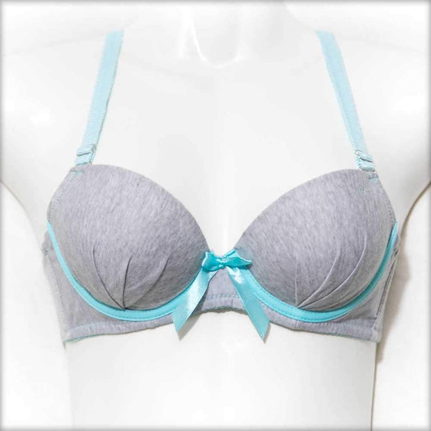 College Girl Pushup Bra Grey & Blue - Bras - diKHAWA Online Shopping in Pakistan