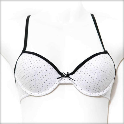 Black & White Polka Dotted Bra - Bras - diKHAWA Online Shopping in Pakistan