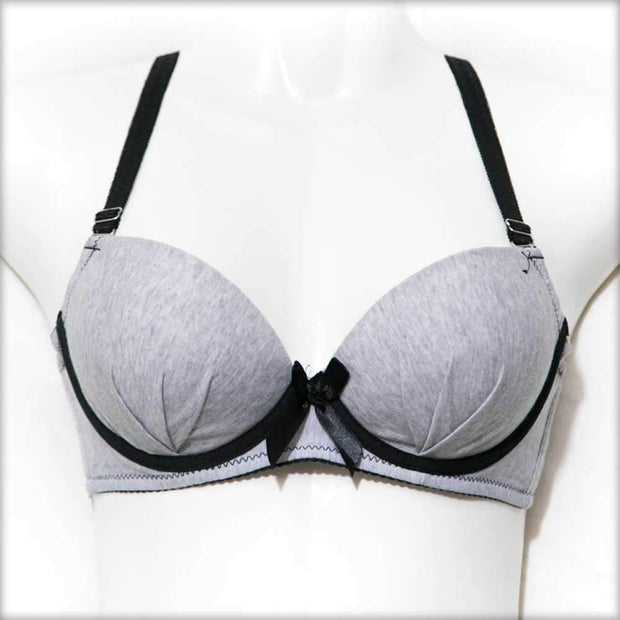 College Girl Pushup Bra Grey & Black - Bras - diKHAWA Online Shopping in Pakistan