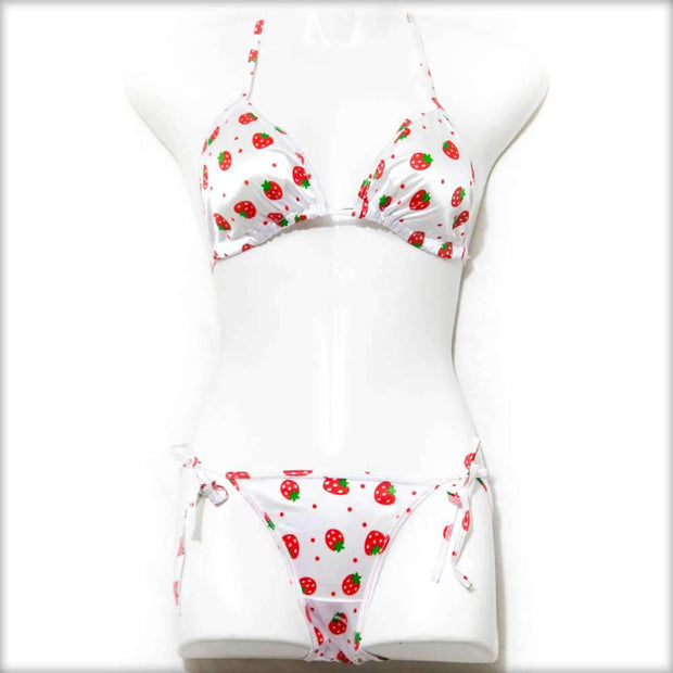 Strawberry White Bikini Set - Bikini - diKHAWA Online Shopping in Pakistan