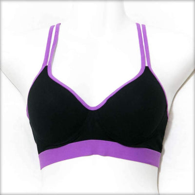 Black & Purple Sports Bra - Bras - diKHAWA Online Shopping in Pakistan