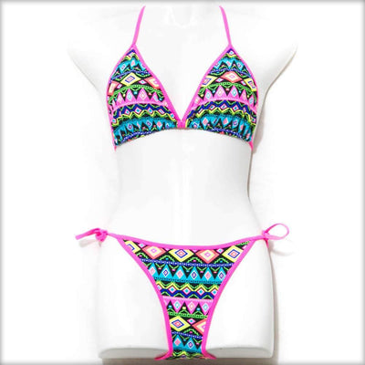 Multi Coloured Triangle Bikini Set - Bikini - diKHAWA Online Shopping in Pakistan