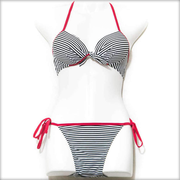 Black & White Lines Bikini Set - Bikini - diKHAWA Online Shopping in Pakistan