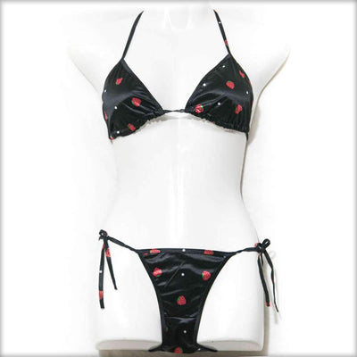 Strawberry Black Bikini Set - Bikini - diKHAWA Online Shopping in Pakistan