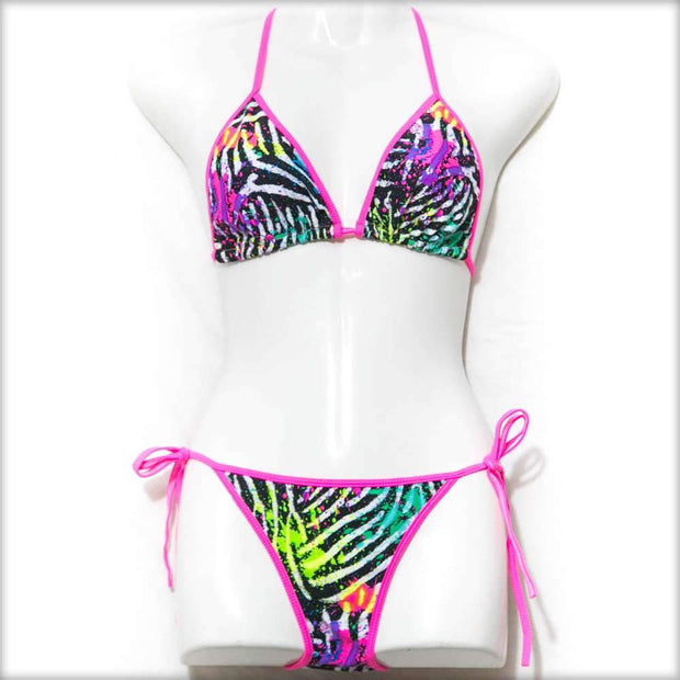 Black Abstract Triangle Bikini Set - Bikini - diKHAWA Online Shopping in Pakistan