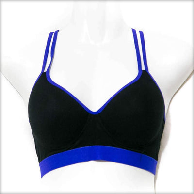 Black & Blue Sports Bra - Bras - diKHAWA Online Shopping in Pakistan