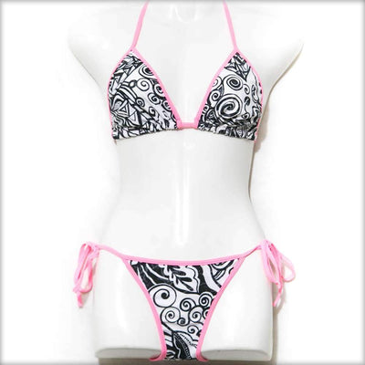 Black & White Triangle Bikini Set - Bikini - diKHAWA Online Shopping in Pakistan