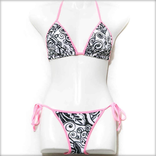 Black & White Triangle Bikini Set - Bikini - diKHAWA Online Shopping in Pakistan