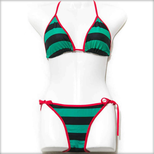 Stripes Triangle Bikini Set - Bikini - diKHAWA Online Shopping in Pakistan