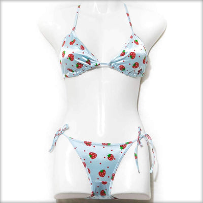 Strawberry Sky Blue Bikini Set - Bikini - diKHAWA Online Shopping in Pakistan