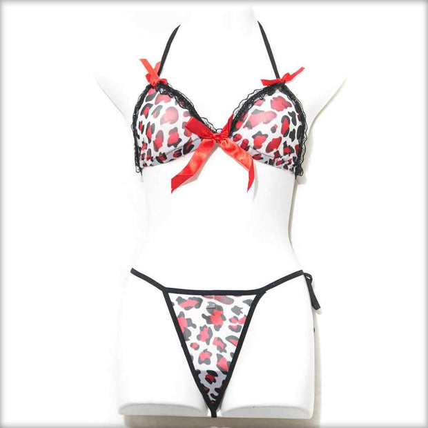 Black & Red Cheetah Print Bra Panty Set - Bra Panty Sets - diKHAWA Online Shopping in Pakistan