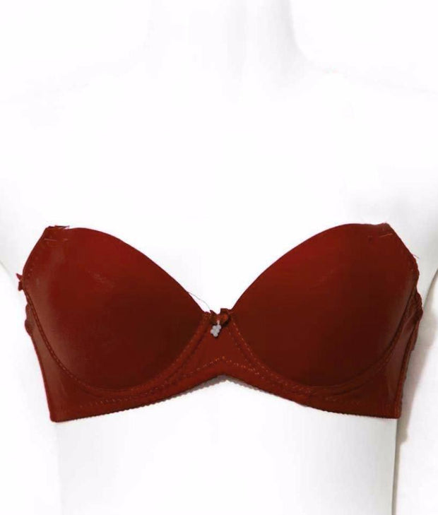 Brown Pushup Bra - Massage Form Bra with Removable Straps - Underwired Single Padded Bra - Bras - diKHAWA Online Shopping in Pakistan