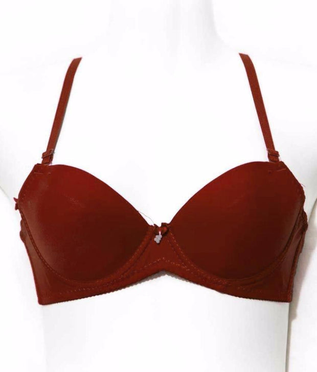Brown Pushup Bra - Massage Form Bra with Removable Straps - Underwired Single Padded Bra - Bras - diKHAWA Online Shopping in Pakistan