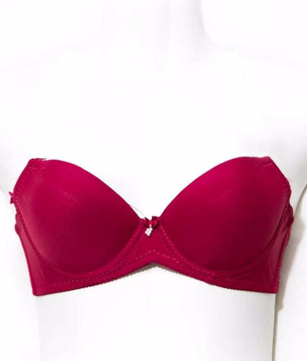 Maroon Pushup Bra - Massage Form Bra with Removable Straps - Underwired Single Padded Bra - Bras - diKHAWA Online Shopping in Pakistan
