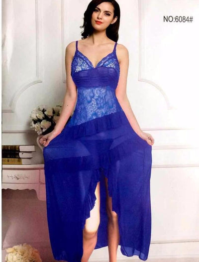 Frill With Long Slit Nighty - 6084 - Nighty - diKHAWA Online Shopping in Pakistan