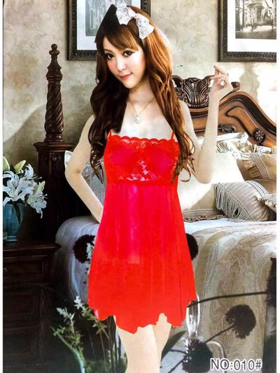 Lace Short Nighty - 010 - Nighty - diKHAWA Online Shopping in Pakistan