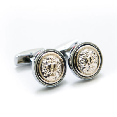 Golden Rounded Cufflinks For Men - Cufflinks - diKHAWA Online Shopping in Pakistan