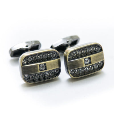 Designer Cufflinks For Mens Wedding Shirt – Rectangle With Diamond - Cufflinks - diKHAWA Online Shopping in Pakistan