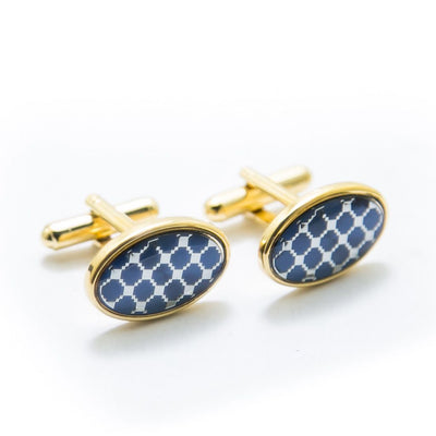 Mens Cufflinks Golden, Blue & White – For Casual & Formal Shirts – Mens Gift - Cufflinks - diKHAWA Online Shopping in Pakistan
