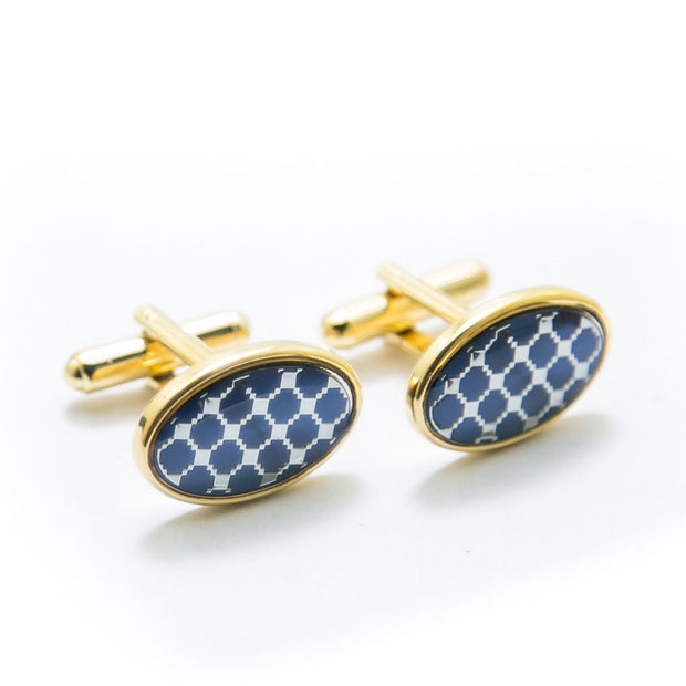 Mens Cufflinks Golden, Blue & White – For Casual & Formal Shirts – Mens Gift - Cufflinks - diKHAWA Online Shopping in Pakistan