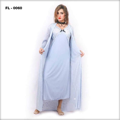 Grey 2Pc Net Nighty Flourish  - FL-0060 - Nighty Sets - diKHAWA Online Shopping in Pakistan