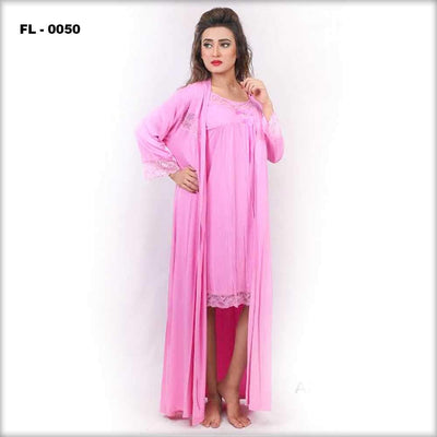 Pink Flourish 2Pc Women Nightwear - FL-0050 - Nighty - diKHAWA Online Shopping in Pakistan