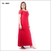 Red Long Nighty For Women Flourish  - FL-0061 - Nighty - diKHAWA Online Shopping in Pakistan