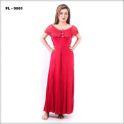 Red Long Nighty For Women Flourish  - FL-0061 - Nighty - diKHAWA Online Shopping in Pakistan