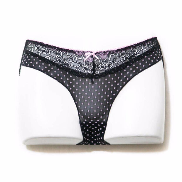 Polka Dotted Black & Pink Net Pantie - Panty - diKHAWA Online Shopping in Pakistan