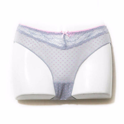 Grey With Pink Dotted Net Lace Cotton Panty - Panty - diKHAWA Online Shopping in Pakistan