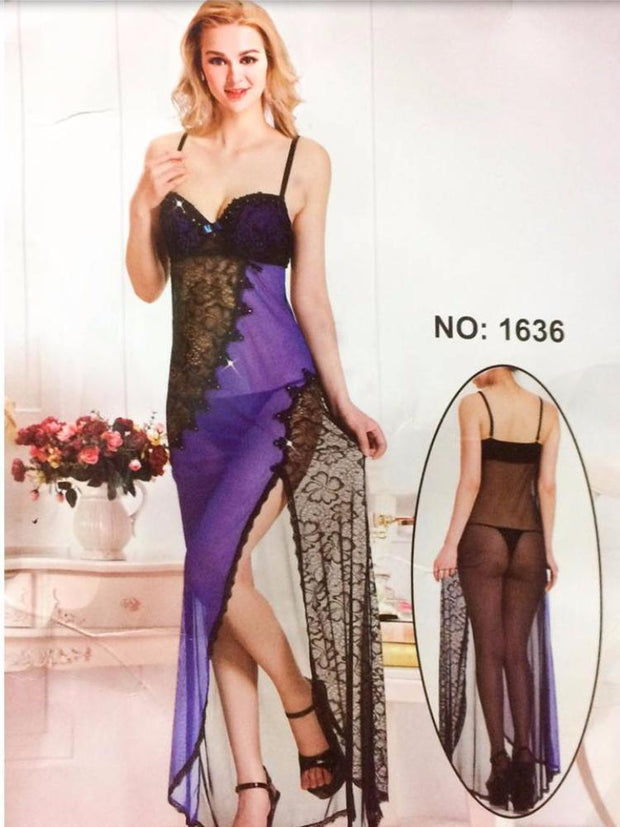 Long Net Nighty Sleeveless For Women - CPG-1636 - Nighty - diKHAWA Online Shopping in Pakistan