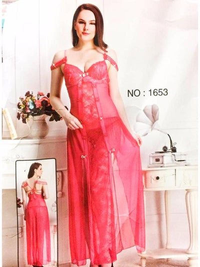 Long Net Nighty Sleeveless For Women - CPG-1653 - Nighty - diKHAWA Online Shopping in Pakistan