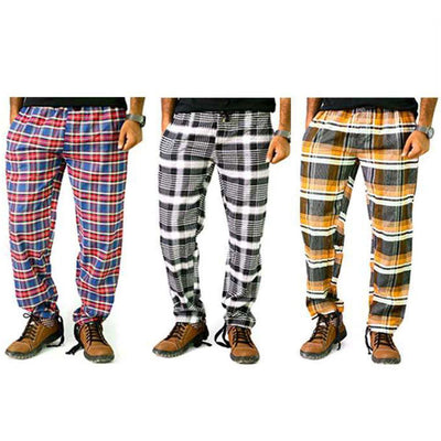 Pack Of 3 Men's Cotton Checked Pajamas - Mens Pajama - diKHAWA Online Shopping in Pakistan