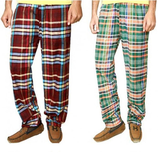 Pack Of 2 Men's Cotton Checked Pajamas - Mens Pajama - diKHAWA Online Shopping in Pakistan