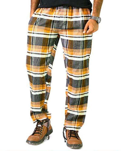 Men's Cotton Checked Pajama - Yellow - Mens Pajama - diKHAWA Online Shopping in Pakistan