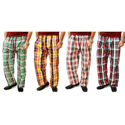 Pack Of 4 Men's Cotton Checked Pajamas - Mens Pajama - diKHAWA Online Shopping in Pakistan