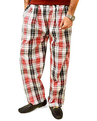 Men's Cotton Checked Pajama - Red - Mens Pajama - diKHAWA Online Shopping in Pakistan