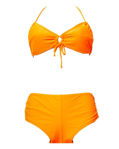 Stylish Orange Single Padded Bikini Set - Fancy Bra Panty Set