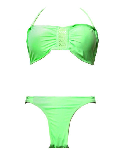 Stylish Green Single Padded Bikini Set - Fancy Bra Panty Set