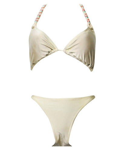 Silk Brown New Stylish Rainbow Single Padded Bikini Set - Fancy Bra Panty Set
